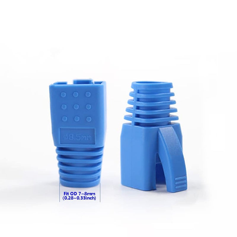 VIVOCH 50 Pcs Cat7 Cat7A Cat8 Strain Relief Boot, RJ45 Plug Connector Cover Modular Network Plug Connector Cap Cable Connector Boots, Blue - Image 2